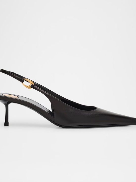 Saint Laurent Shoes - Saint Laurent Vendome Leather Slingback Pumps kitten heel size 36